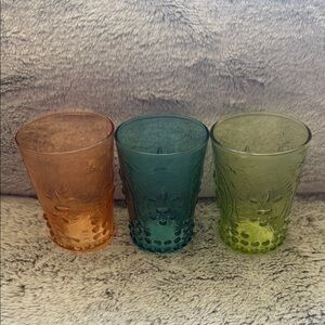 Set of Three Yankee Candle Embossed Glass Votive Holders - NEW